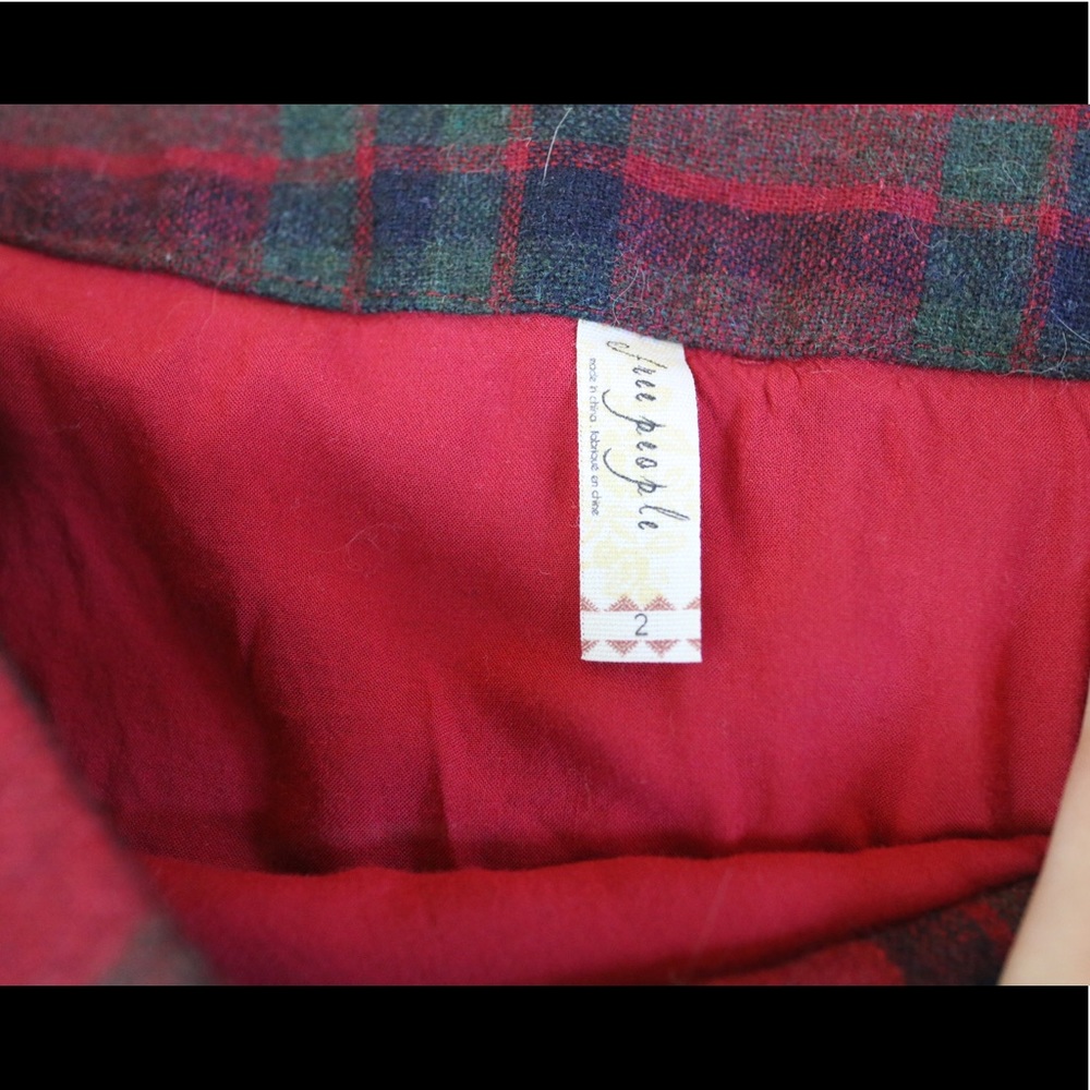 Free People Red Plaid Skirt - Picture 3 of 4